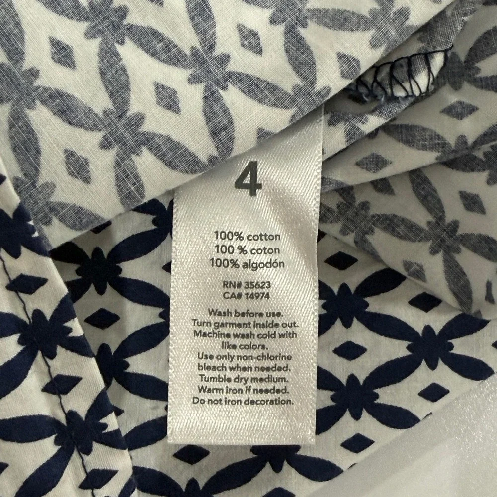 Carters Girls Navy Blue White Geometric Sleeveless Cotton Top Size 4 K41